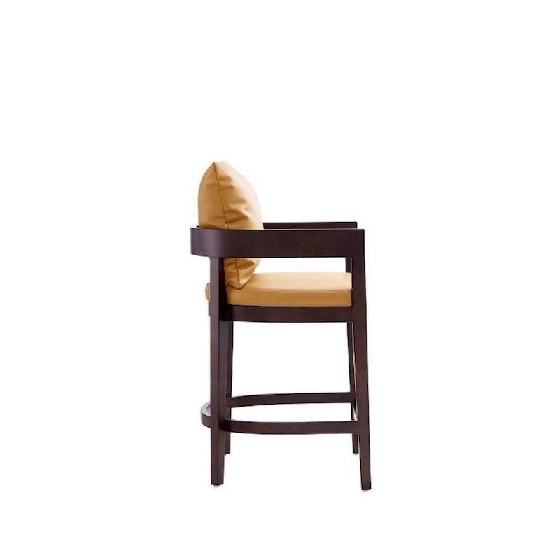 Tabouret de bar mi-century à hauteur de comptoir avec dossier rembourré