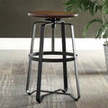 Tabouret de bar réglable avec assise en bois de châtaignier et piètement en métal noir