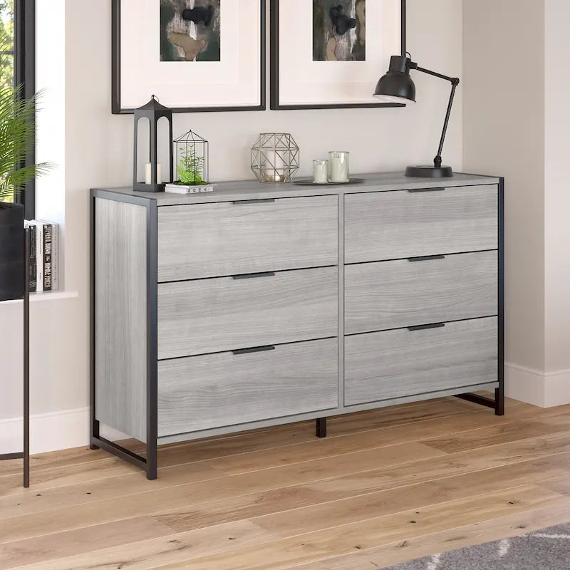 Commode 6 tiroirs avec cadre en métal industriel