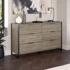 Commode 6 tiroirs avec cadre en métal industriel