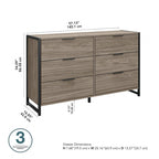 Commode 6 tiroirs avec cadre en métal industriel