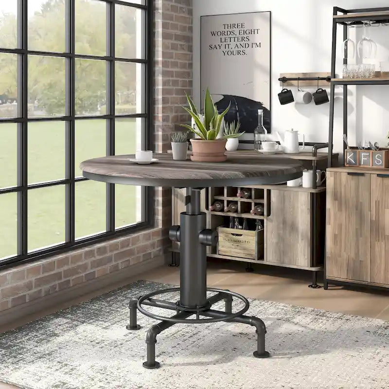 Table haute industrielle ronde – Noir antique, 45 pouces