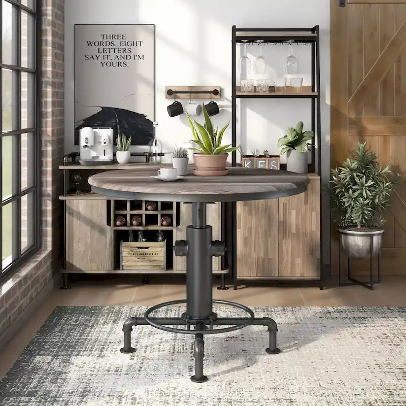 Table haute industrielle ronde – Noir antique, 45 pouces