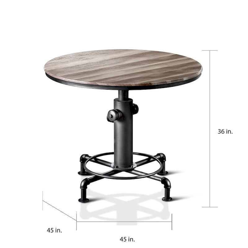 Table haute industrielle ronde – Noir antique, 45 pouces