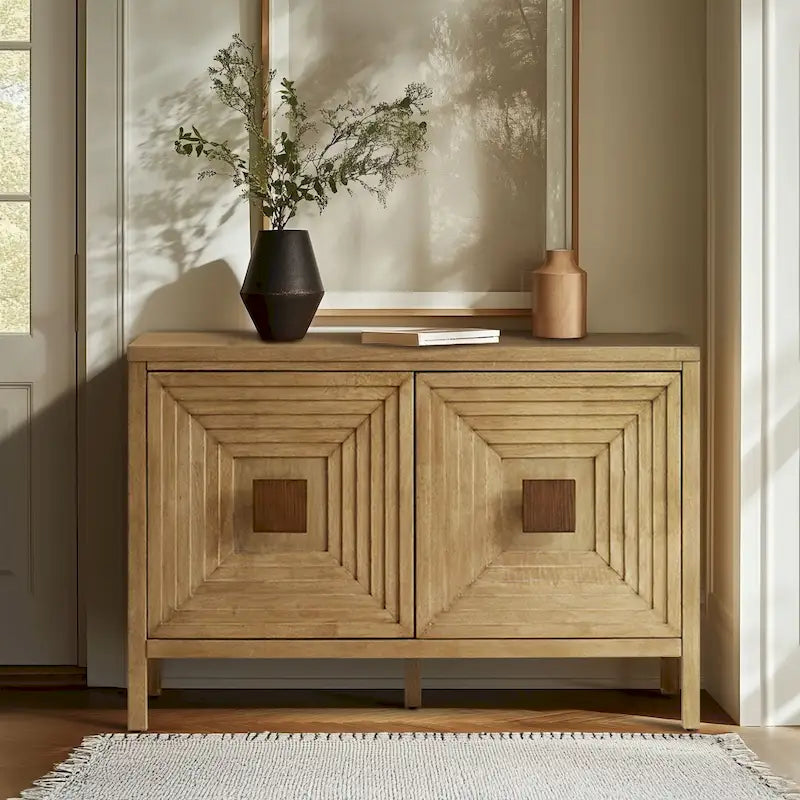 Meuble de rangement géométrique à 2 portes avec étagères réglables