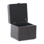 Pouf de rangement en similicuir marron foncé