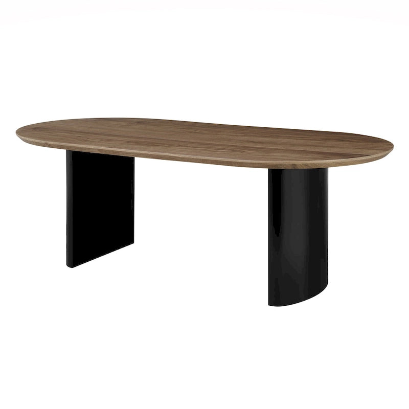 Table à manger ovale de 86,5 po avec plateau en placage de noyer