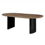 Table à manger ovale de 86,5 po avec plateau en placage de noyer