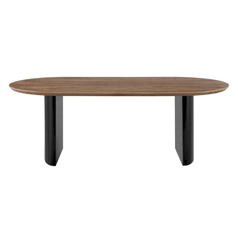 Table à manger ovale de 86,5 po avec plateau en placage de noyer
