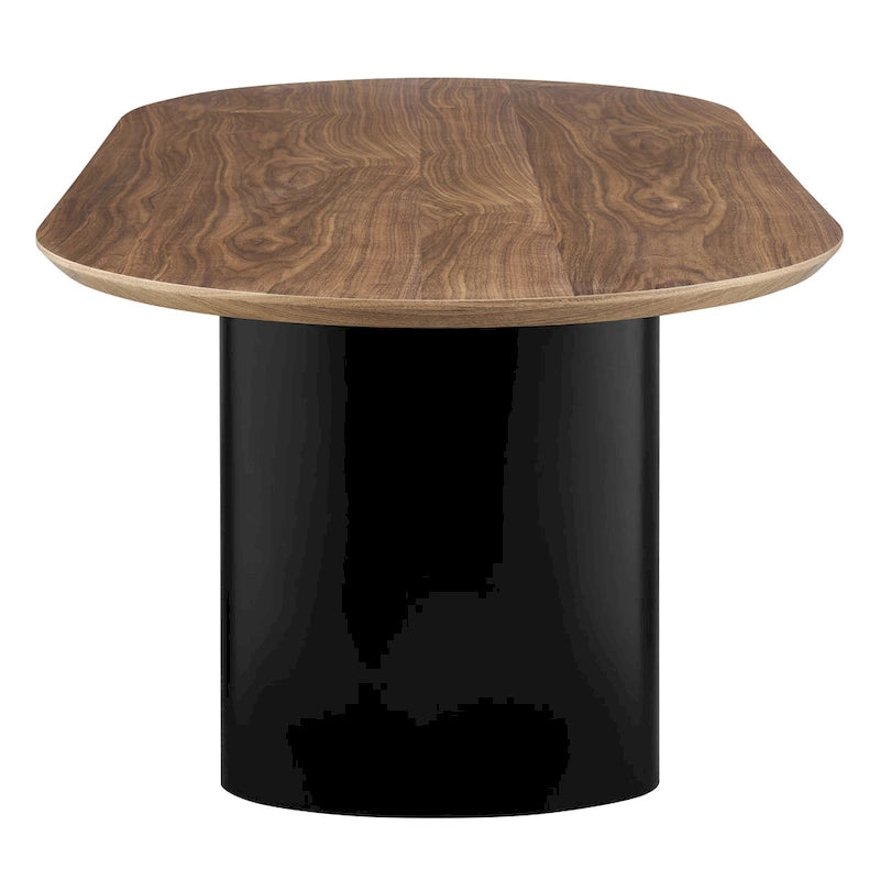 Table à manger ovale de 86,5 po avec plateau en placage de noyer