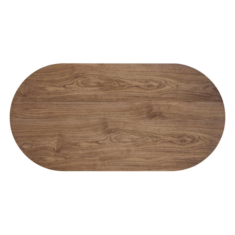 Table à manger ovale de 86,5 po avec plateau en placage de noyer