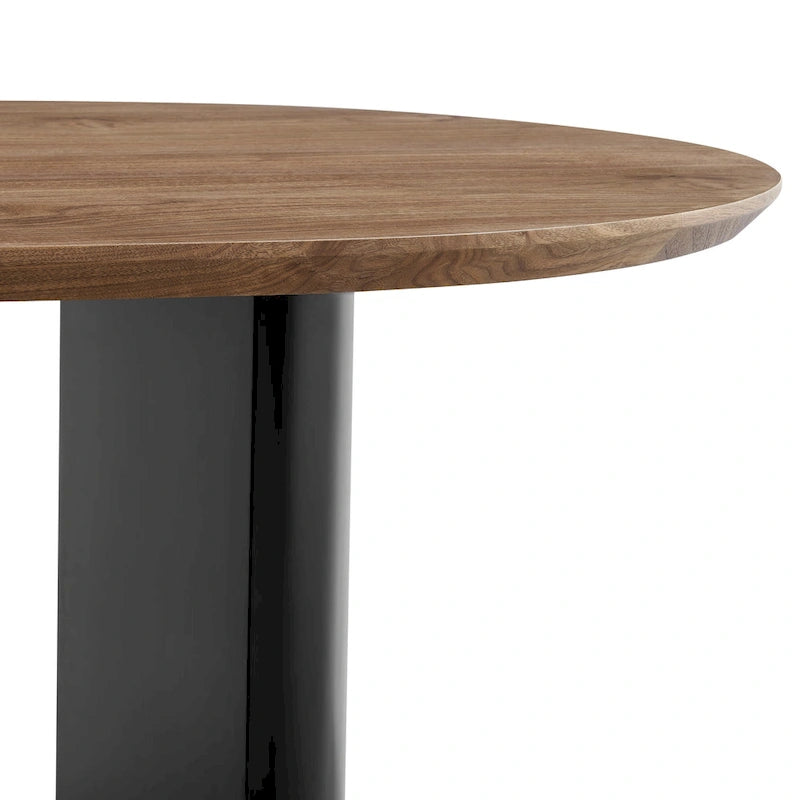Table à manger ovale de 86,5 po avec plateau en placage de noyer