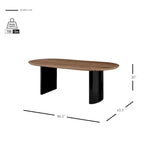 Table à manger ovale de 86,5 po avec plateau en placage de noyer