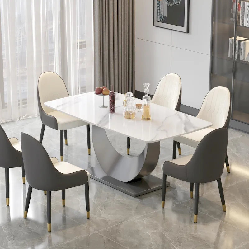 Table à manger rectangulaire en pierre frittée de 71 pouces