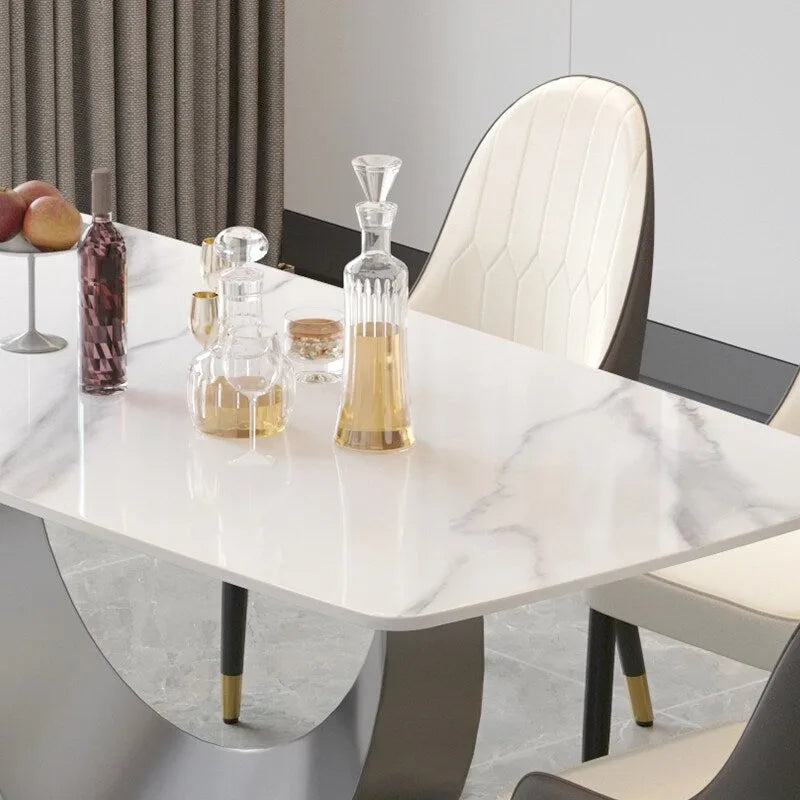 Table à manger rectangulaire en pierre frittée de 71 pouces