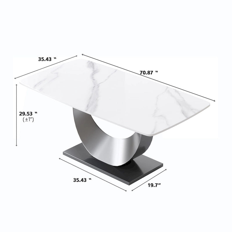 Table à manger rectangulaire en pierre frittée de 71 pouces