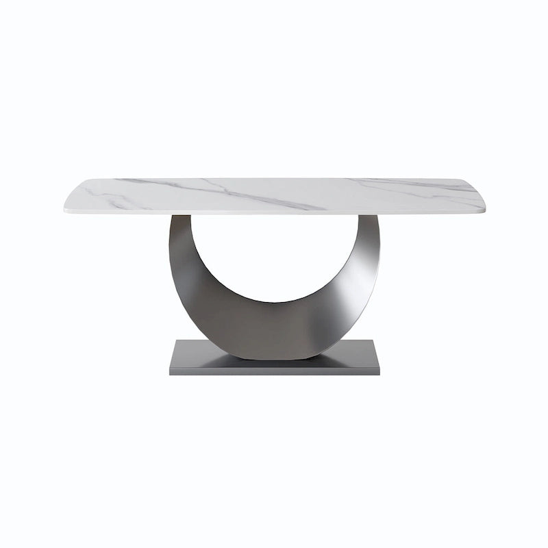 Table à manger rectangulaire en pierre frittée de 71 pouces