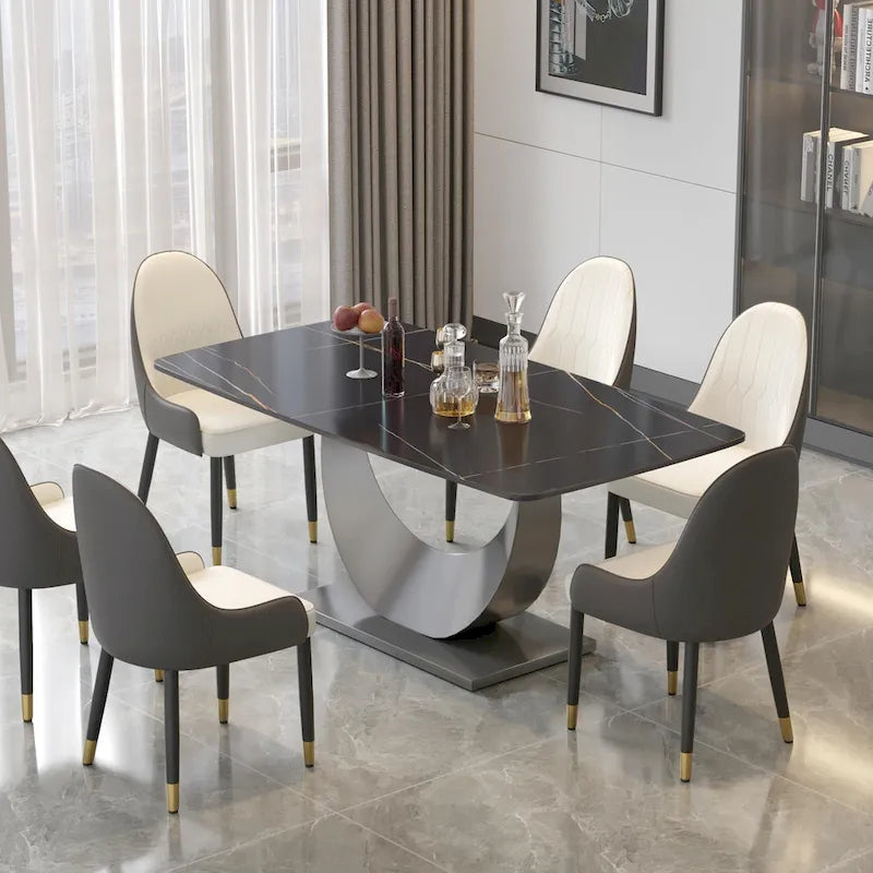 Table à manger rectangulaire en pierre frittée de 71 pouces
