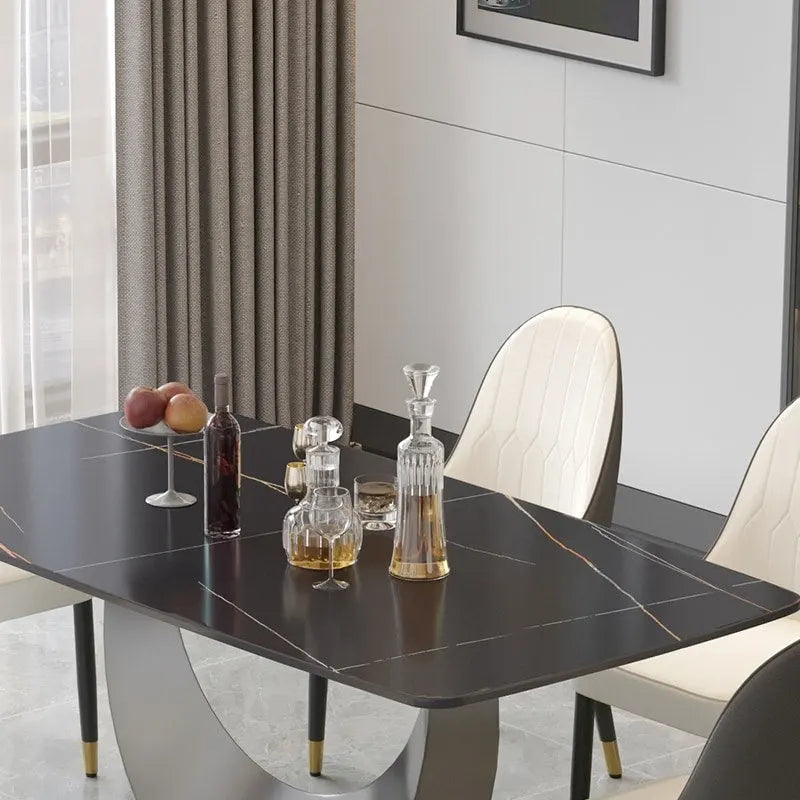Table à manger rectangulaire en pierre frittée de 71 pouces