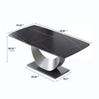 Table à manger rectangulaire en pierre frittée de 71 pouces