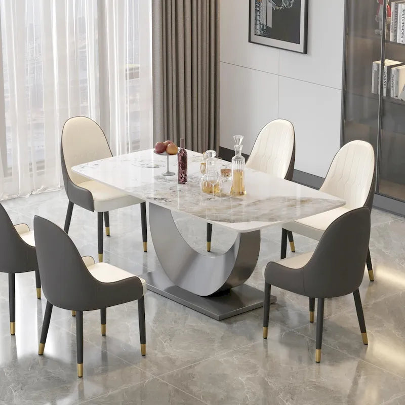 Table à manger rectangulaire en pierre frittée de 71 pouces