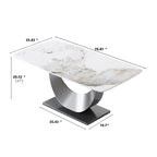 Table à manger rectangulaire en pierre frittée de 71 pouces