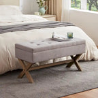 Banc de rangement capitonné avec pieds en X, 91 cm
