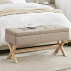 Banc de rangement capitonné avec pieds en X, 91 cm