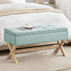 Banc de rangement capitonné avec pieds en X, 91 cm