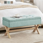 Banc de rangement capitonné avec pieds en X, 91 cm