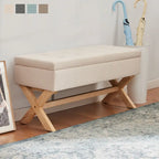 Banc de rangement capitonné avec pieds en X, 91 cm