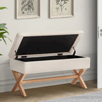 Banc de rangement capitonné avec pieds en X, 91 cm