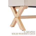 Banc de rangement capitonné avec pieds en X, 91 cm