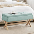 Banc de rangement capitonné avec pieds en X, 91 cm