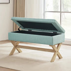Banc de rangement capitonné avec pieds en X, 91 cm