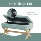 Banc de rangement capitonné avec pieds en X, 91 cm