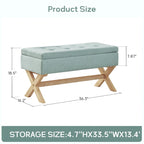 Banc de rangement capitonné avec pieds en X, 91 cm