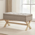 Banc de rangement capitonné avec pieds en X, 91 cm
