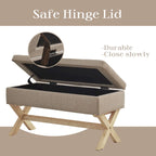 Banc de rangement capitonné avec pieds en X, 91 cm