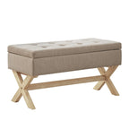 Banc de rangement capitonné avec pieds en X, 91 cm