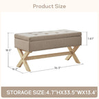 Banc de rangement capitonné avec pieds en X, 91 cm