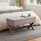 Banc de rangement capitonné avec pieds en X, 91 cm