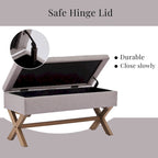 Banc de rangement capitonné avec pieds en X, 91 cm