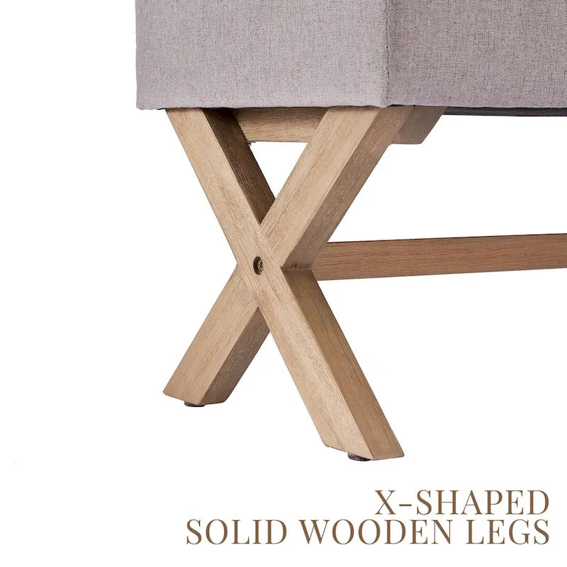Banc de rangement capitonné avec pieds en X, 91 cm