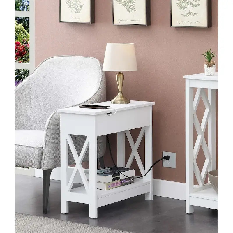 Table d'appoint relevable avec station de charge et étagère