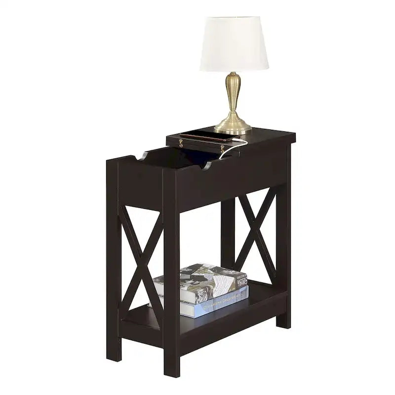 Table d'appoint relevable avec station de charge et étagère