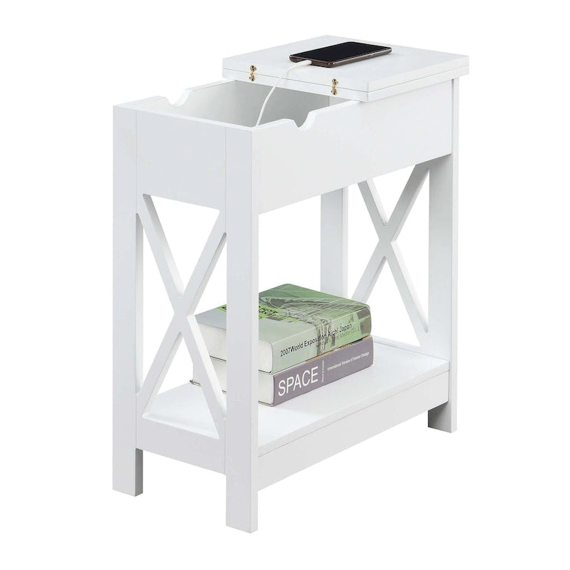 Table d'appoint relevable avec station de charge et étagère