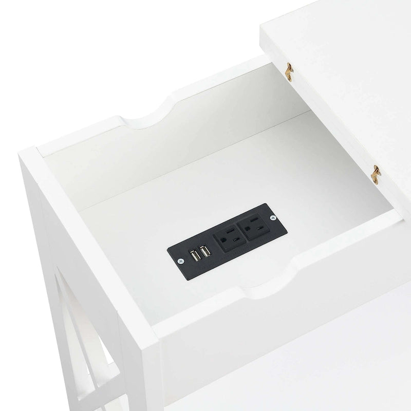 Table d'appoint relevable avec station de charge et étagère