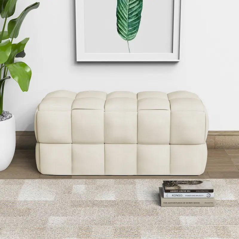 Banc rembourré de 36 pouces avec tissu à armure nattée