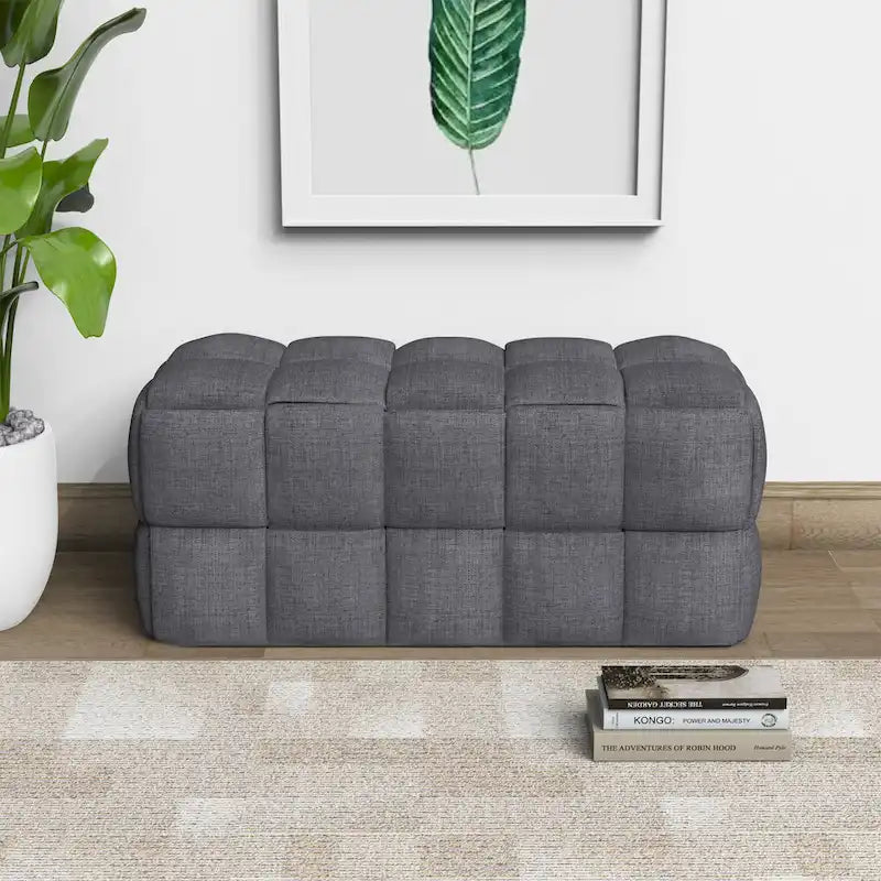 Banc rembourré de 36 pouces avec tissu à armure nattée